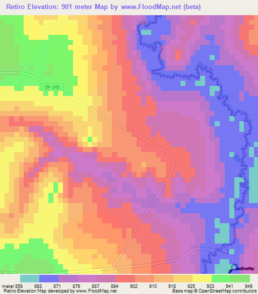 Retiro,Brazil Elevation Map