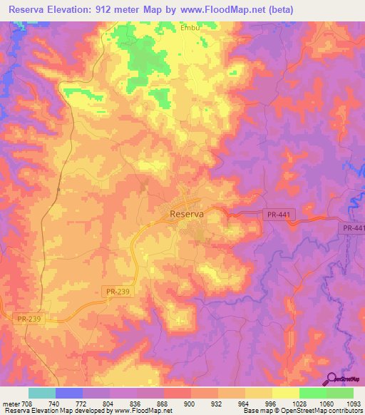 Reserva,Brazil Elevation Map