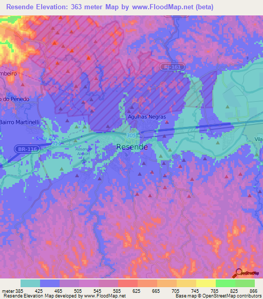 Resende,Brazil Elevation Map