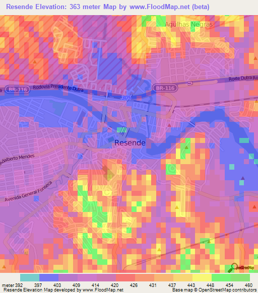 Resende,Brazil Elevation Map