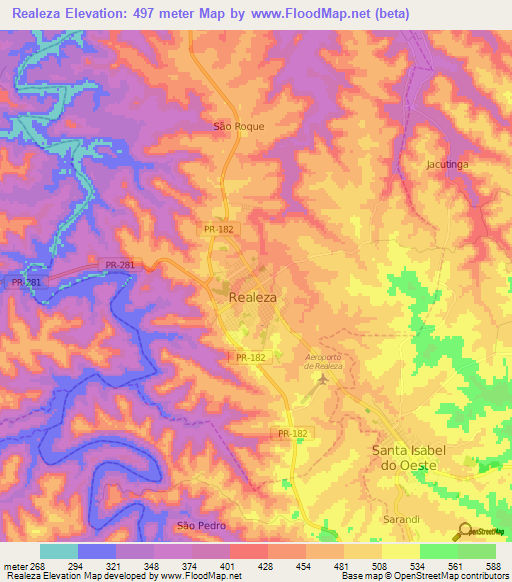 Realeza,Brazil Elevation Map