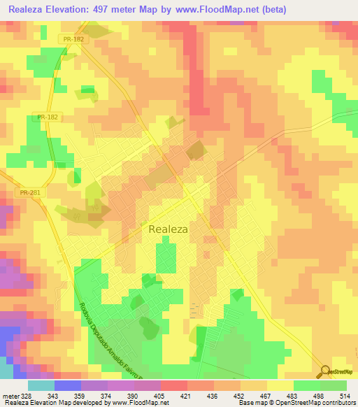 Realeza,Brazil Elevation Map