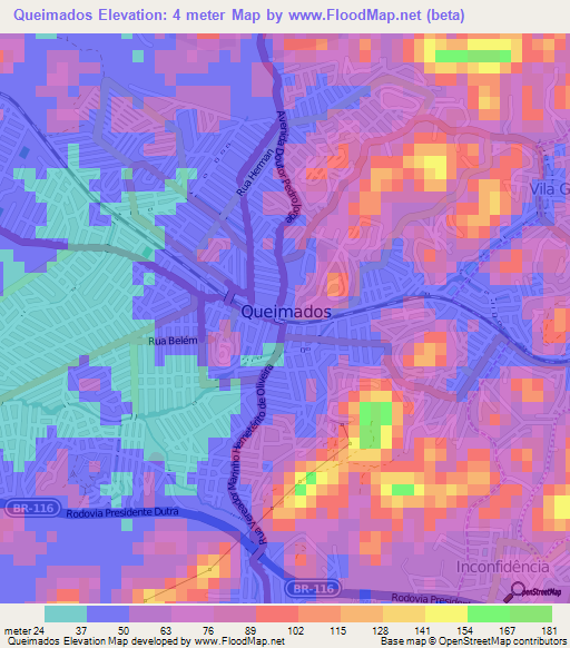 Queimados,Brazil Elevation Map