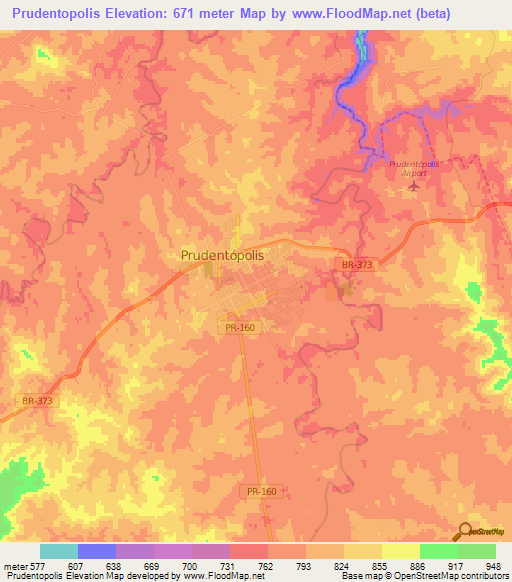 Prudentopolis,Brazil Elevation Map