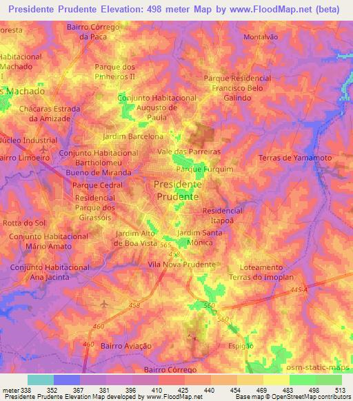 Presidente Prudente,Brazil Elevation Map