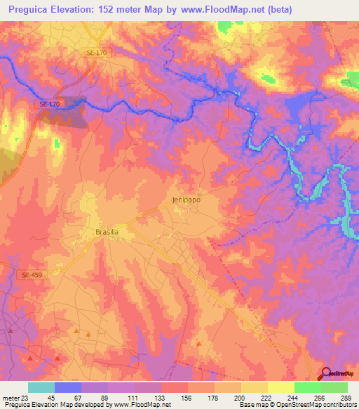 Preguica,Brazil Elevation Map