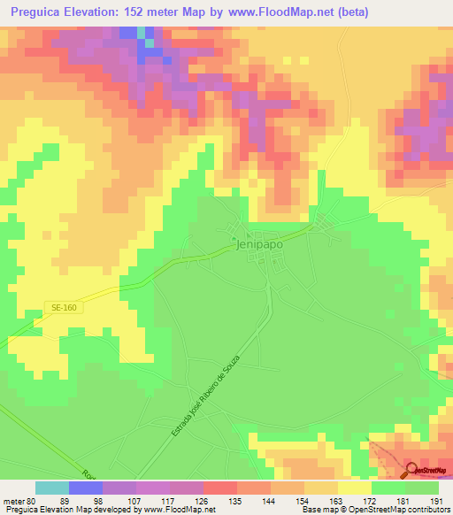 Preguica,Brazil Elevation Map