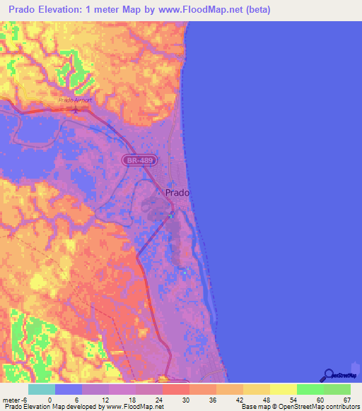 Prado,Brazil Elevation Map