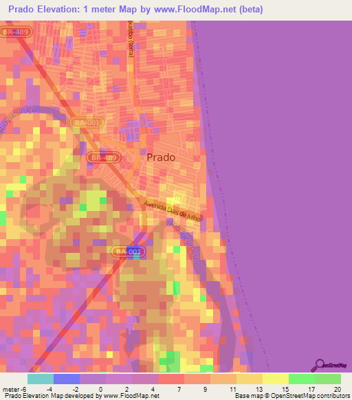 Prado,Brazil Elevation Map