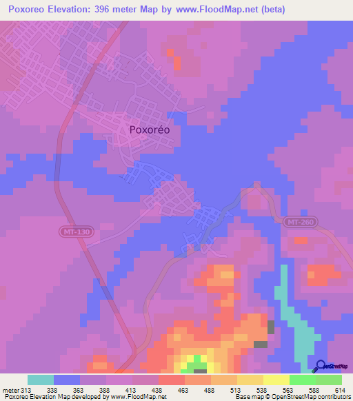 Poxoreo,Brazil Elevation Map