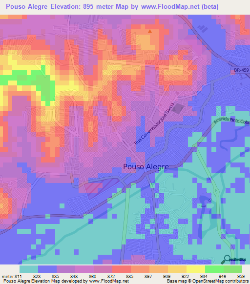 Pouso Alegre,Brazil Elevation Map