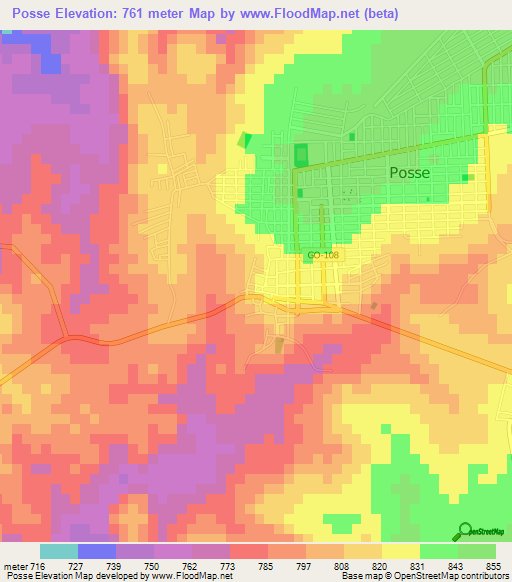 Posse,Brazil Elevation Map