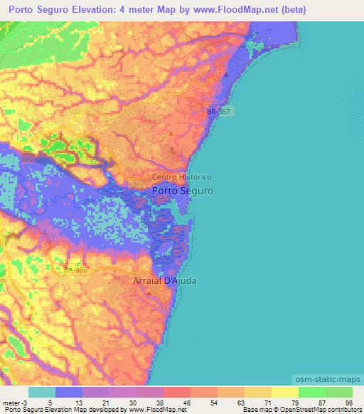 Porto Seguro,Brazil Elevation Map