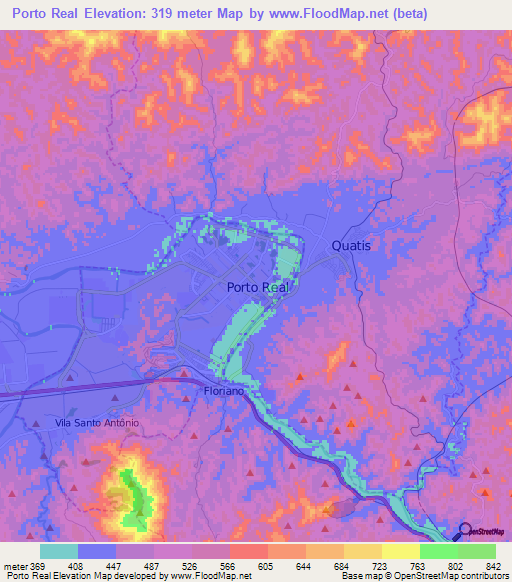 Porto Real,Brazil Elevation Map