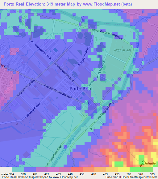 Porto Real,Brazil Elevation Map