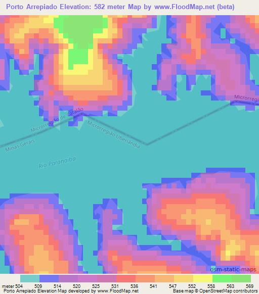 Porto Arrepiado,Brazil Elevation Map