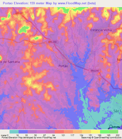 Portao,Brazil Elevation Map