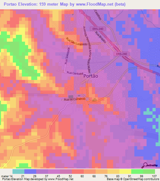 Portao,Brazil Elevation Map