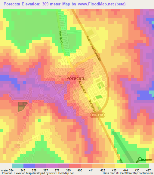 Porecatu,Brazil Elevation Map