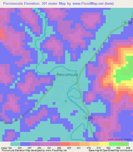 Porciuncula,Brazil Elevation Map