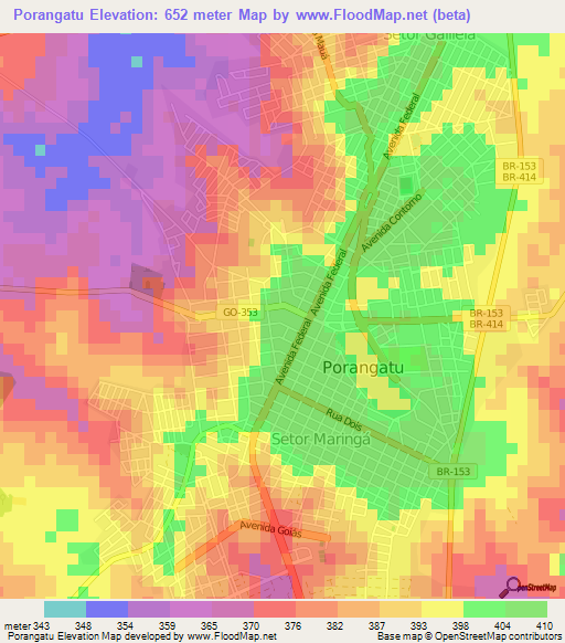 Porangatu,Brazil Elevation Map