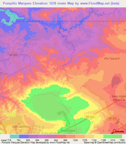 Pompilio Marques,Brazil Elevation Map