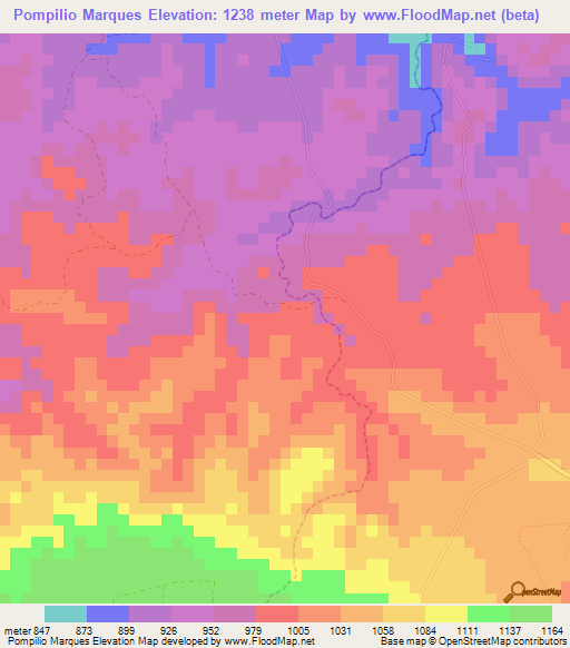 Pompilio Marques,Brazil Elevation Map