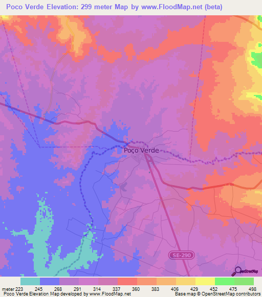 Poco Verde,Brazil Elevation Map