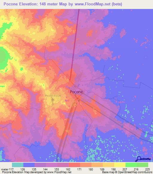 Pocone,Brazil Elevation Map