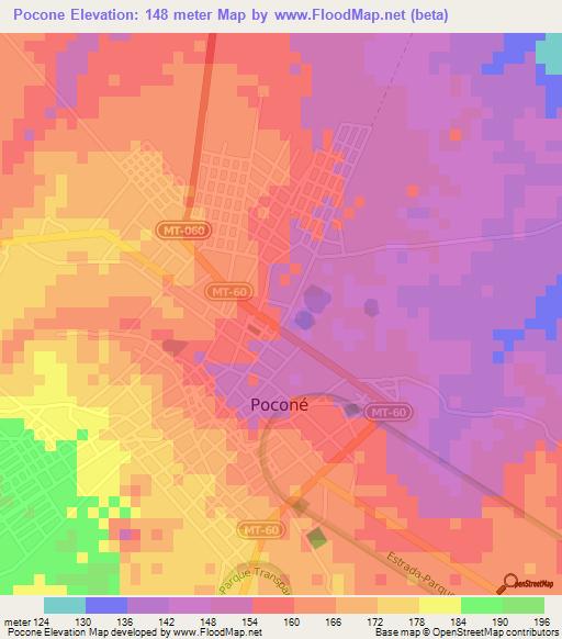 Pocone,Brazil Elevation Map