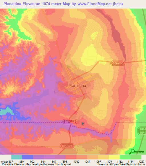 Planaltina,Brazil Elevation Map