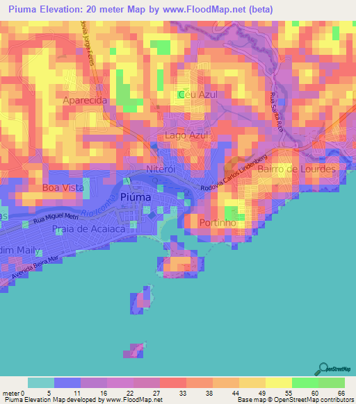 Piuma,Brazil Elevation Map