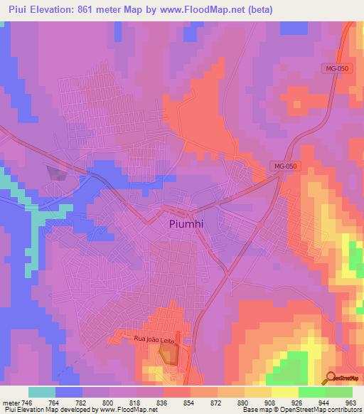 Piui,Brazil Elevation Map