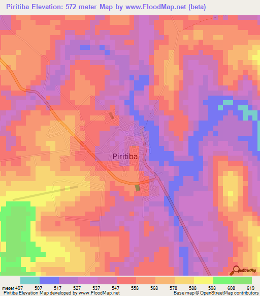 Piritiba,Brazil Elevation Map