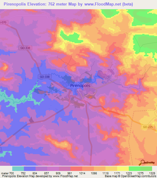 Pirenopolis,Brazil Elevation Map