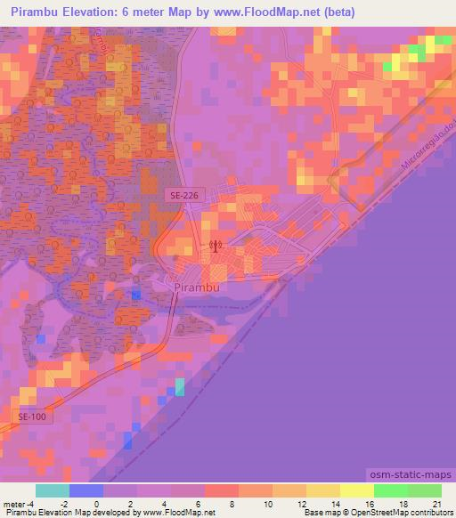 Pirambu,Brazil Elevation Map