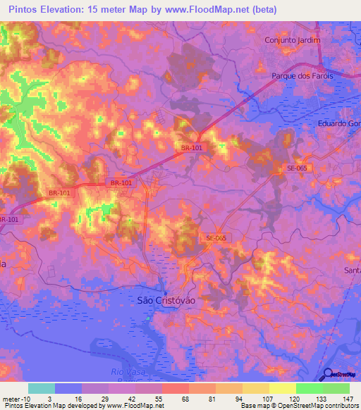 Pintos,Brazil Elevation Map