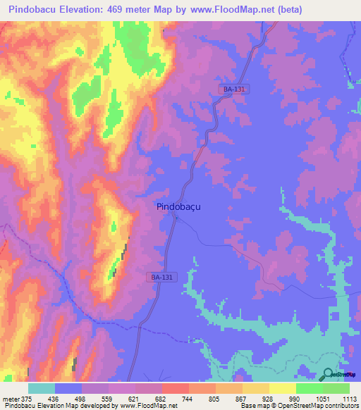 Pindobacu,Brazil Elevation Map