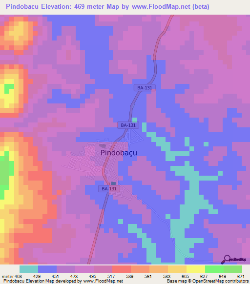 Pindobacu,Brazil Elevation Map