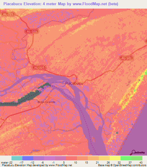 Piacabucu,Brazil Elevation Map