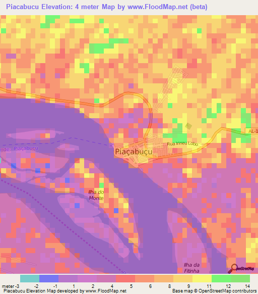 Piacabucu,Brazil Elevation Map