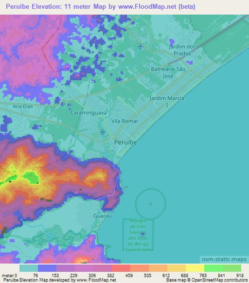 Peruibe,Brazil Elevation Map