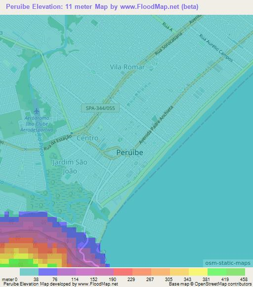 Peruibe,Brazil Elevation Map