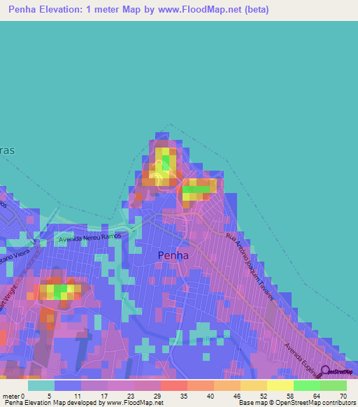 Penha,Brazil Elevation Map