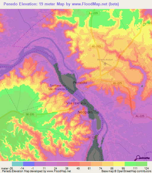 Penedo,Brazil Elevation Map