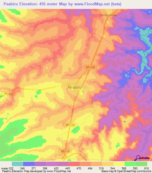 Peabiru,Brazil Elevation Map