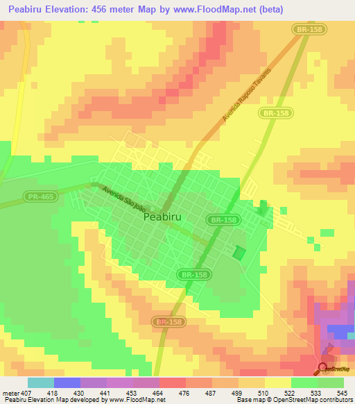 Peabiru,Brazil Elevation Map