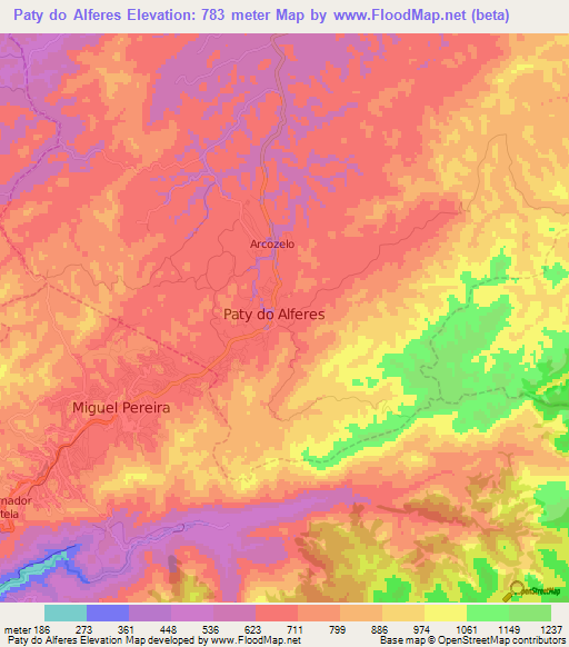 Paty do Alferes,Brazil Elevation Map