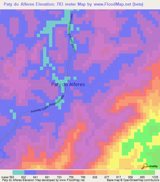 Paty do Alferes,Brazil Elevation Map