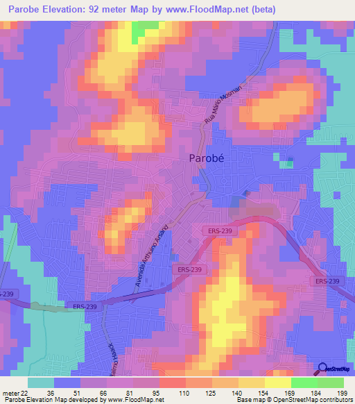 Parobe,Brazil Elevation Map